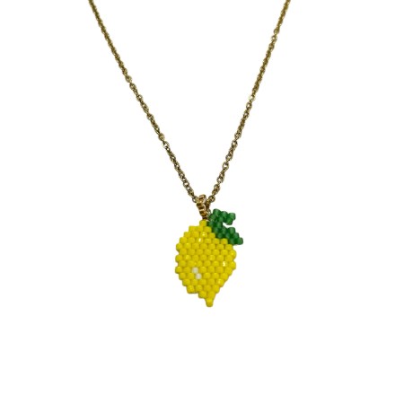 necklace steelgold lemon beads1